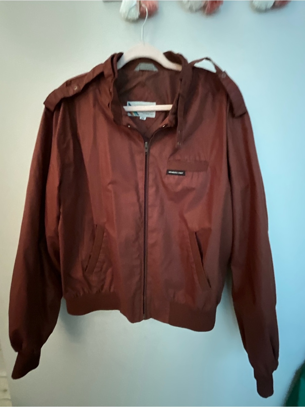 Members Only Men's Bomber Jacket in Rust Brown